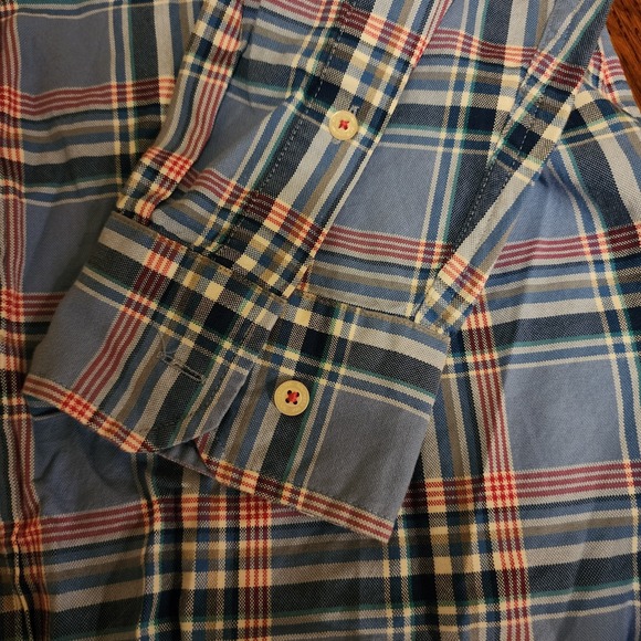 Southern Tide Slim Fit Blue & Red Plaid Shirt Size M Preppy Dapper Sophisticated - Picture 4 of 7